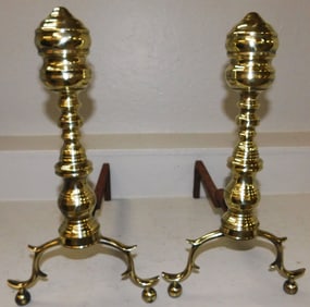 Pair of 19th Century Brass Andirons