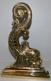 Antique Cast Brass Dolphin Door Stop