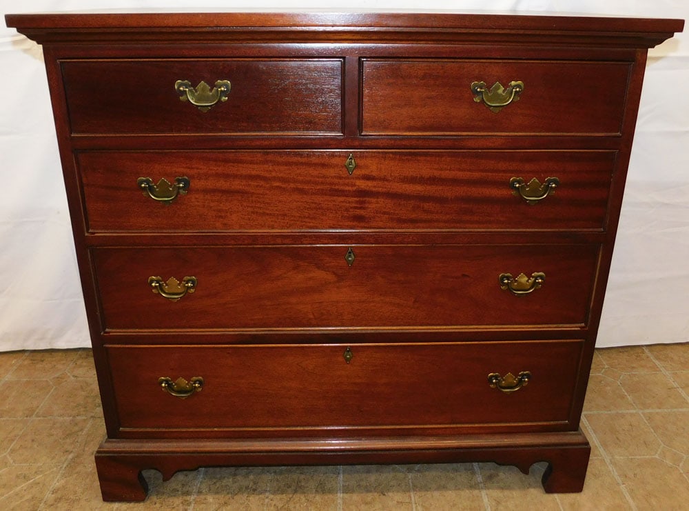 Mahogany Two Over Three Drawer Chest by Craftique : Mahogany Two Over Three Drawer Chest by Craftique . 37 3/4" H 40 1/4" W 20 1/2" D ALL DESCRIPTIONS AND ANY CONDITION STATEMENT GIVEN BY LANGSTON AUCTION GALLERY ARE STRICTLY OPINIONS AND LANGSTON'S SH