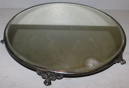 Silverplated Bevel Edge Mirror Plateau