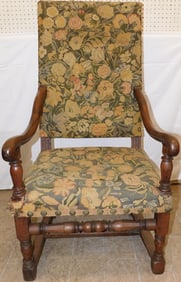 19th Century Walnut & Needlepoint Upholstered Library Chair