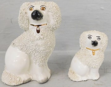 Two Staffordshire Spaniels with Coralene Work
