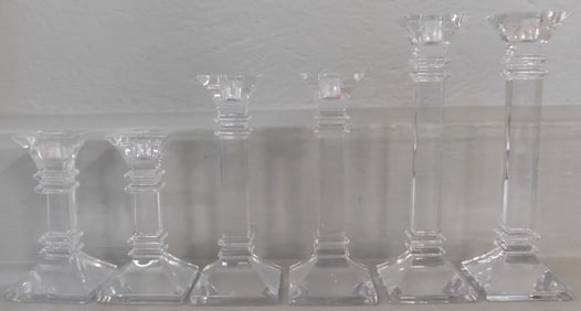 Three Pair of Waterford Crystal Candlesticks, (Marquis Pattern)