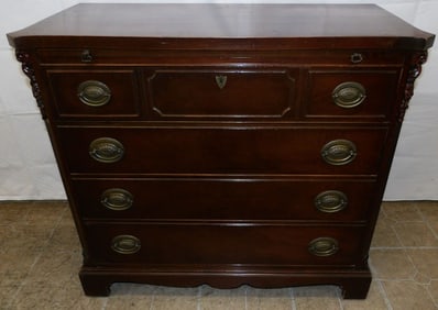 Mahogany Bed Side Four Drawer Chest with Pull Out Slide
