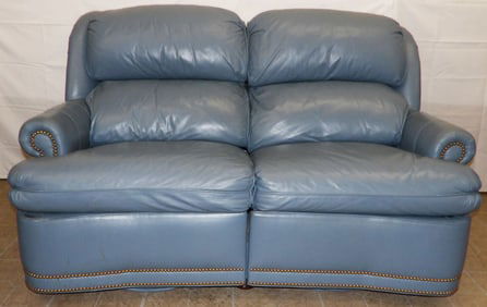 Leather Upholstered Loveseat by Hancock & Moore