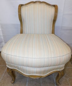 Painted Wood & Upholstered French Provincial Slipper Chair