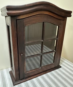 Mahogany One Door Hanging Display Cabinet with Glass Panel Sides