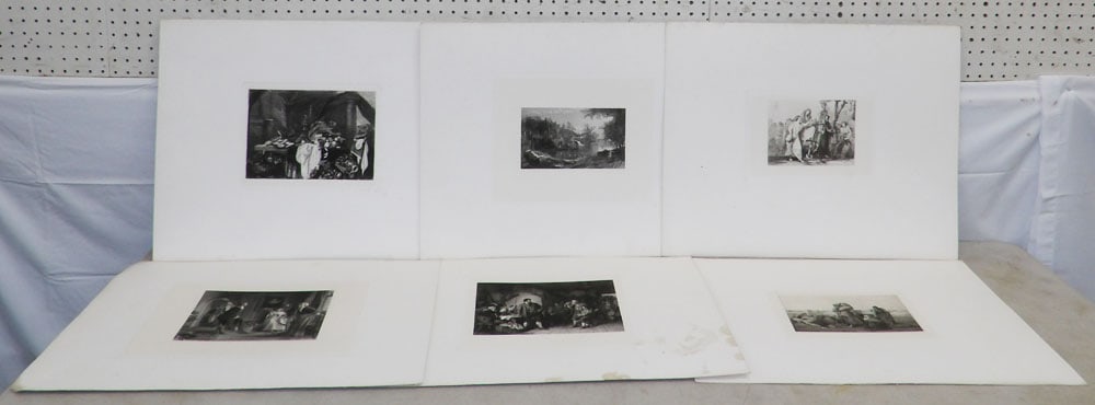 Lot of Six Unframed Black & White Engravings (1 of 13)