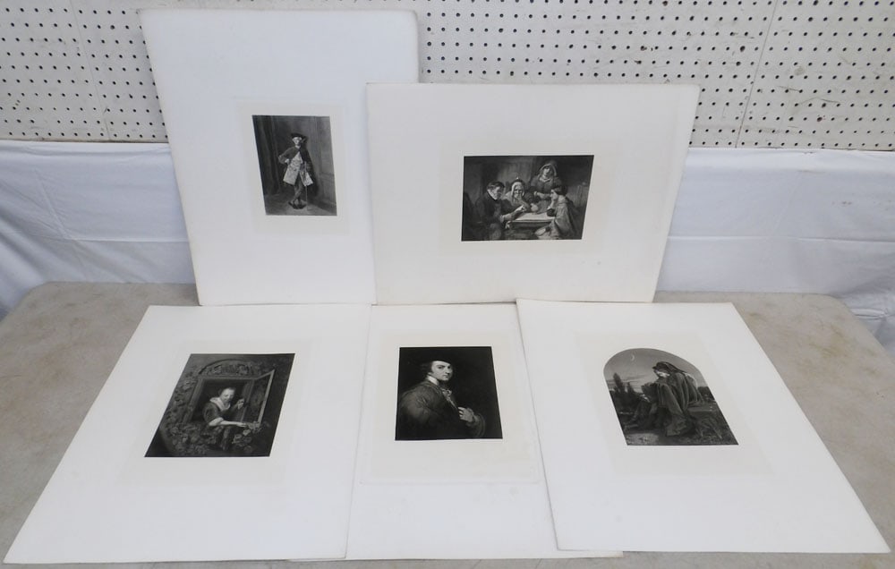 Lot of Five Unframed Black & White Engravings  (1 of 13)
