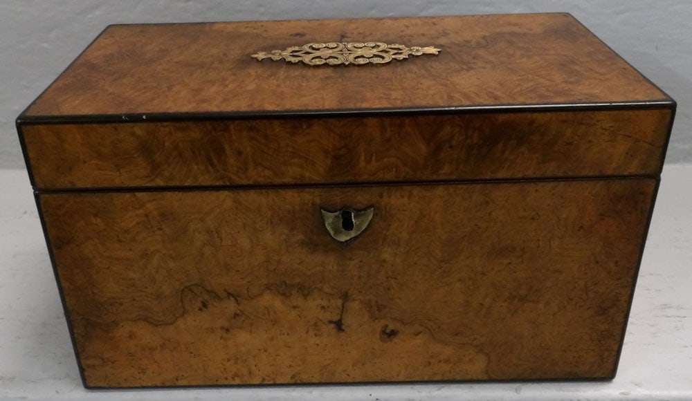 19th Century Burl Walnut Tea Caddy  (1 of 5)