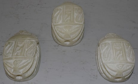 Three Carved Stone Scarab Beetles