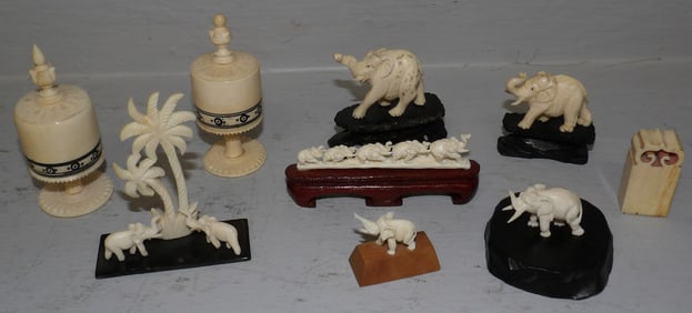 Nine Carved Bone Miniatures