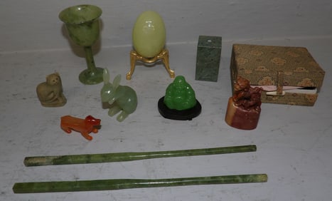 Lot of Oriental Stone Miniatures & Collectibles