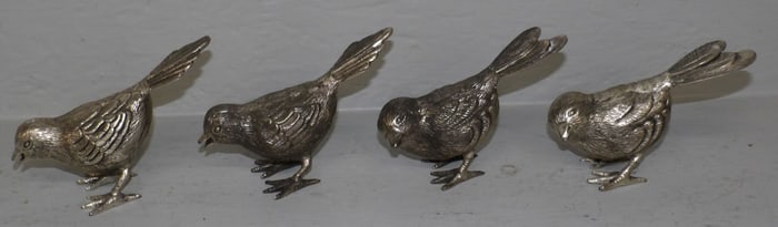 Four Silverplated Bird Figurines