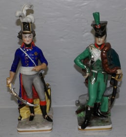 Two Hand Painted Porcelain German Figurines, (One with Restoration)