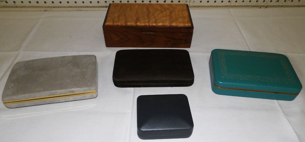 Lot Empty Jewelry Boxes & Burl Wood Box (1 of 4)