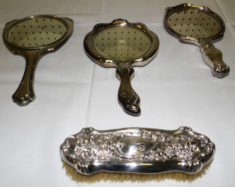 Lot Victorian Silver Plate Dresser Items (1 of 3)