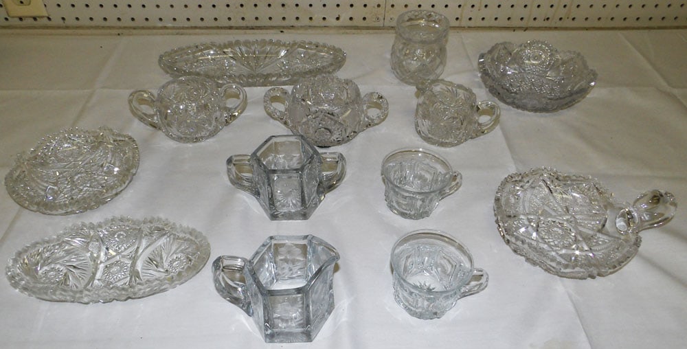 Lot Cut Glass Items: Lot Cut Glass Items. 11" X 4 1/2" "ALL DESCRIPTIONS AND ANY CONDITION STATEMENT GIVEN BY LANGSTON AUCTION GALLERY ARE STRICTLY OPINIONS AND LANGSTON'S SHALL HAVE NO RESPONSIBILITY FOR ERRORS OR OMISSI
