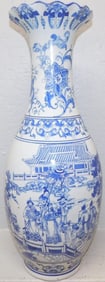 Large Oriental Blue & White Vase, (As Is)