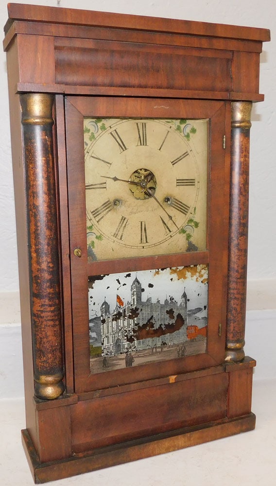 Antique Reverse Painted Glass Shelf Clock (1 of 5)