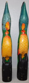 Pair of Painted Carved Wood Cockatoos