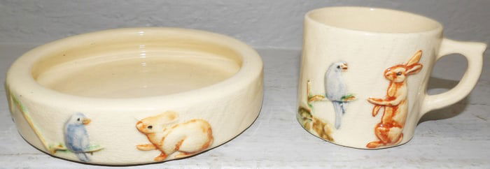 Weller Pottery Child's Plate & Mug