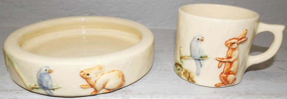 Weller Pottery Child's Plate & Mug (1 of 4)