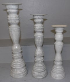 Three Painted Resin Candleholders
