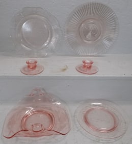Lot of Pink Depression Glass