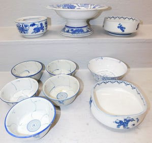 Lot of Blue & White Oriental Porcelain Items