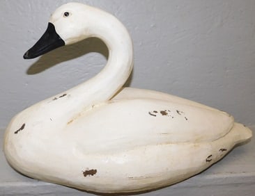 Painted Ceramic Swan Decoy