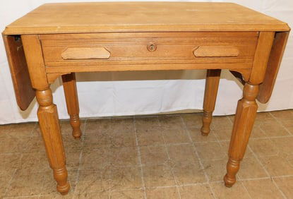 Antique Chestnut One Drawer Drop Leaf Work Stand