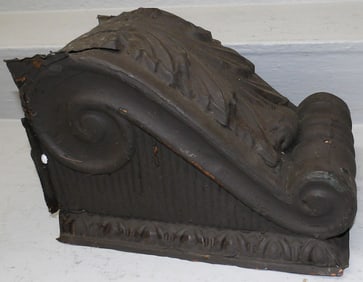 Antique Painted Tole Embossed Metal Corbel