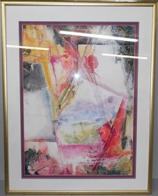 Framed Abstract Dream Series Watercolor Signed Shields F. W. S.