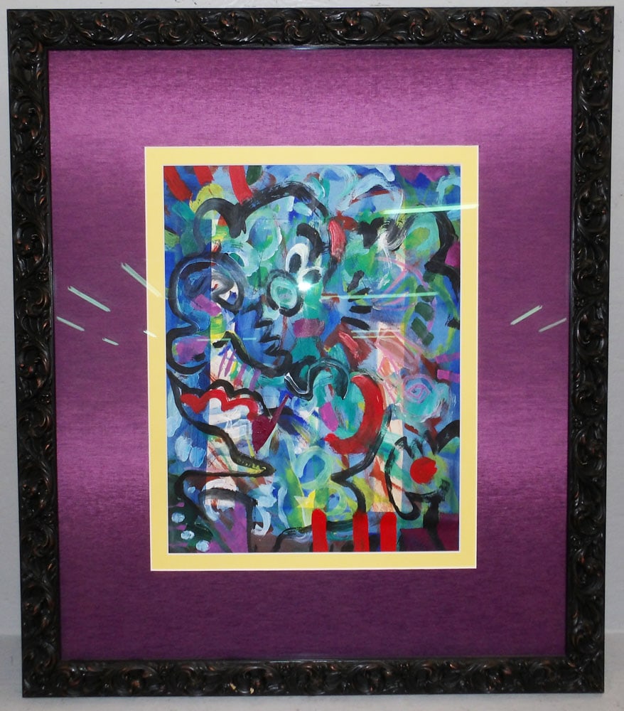 Framed Abstract Watercolor by Norman Fletcher Goodwin: Framed Abstract Watercolor by Norman Fletcher Goodwin. 31 3/4" x 27 1/2" "ALL DESCRIPTIONS AND ANY CONDITION STATEMENT GIVEN BY LANGSTON AUCTION GALLERY ARE STRICTLY OPINIONS AND LANGSTON'S SHALL HAVE