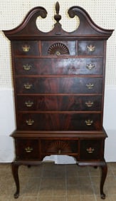 Mahogany One Piece Broken Arch Top Highboy