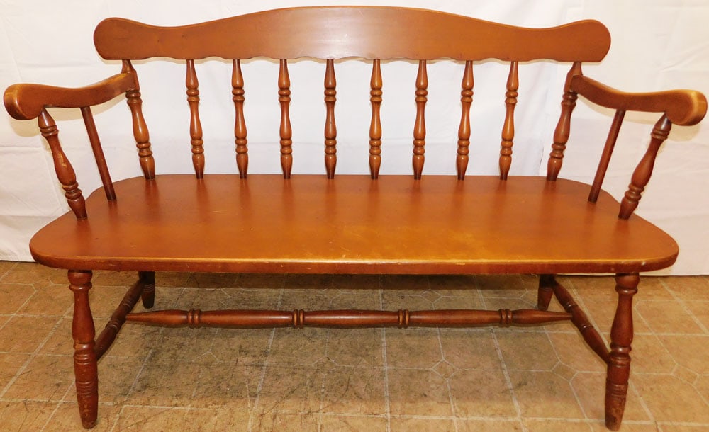Maple Bench: Maple Bench . 32" H 50" W 20" D "ALL DESCRIPTIONS AND ANY CONDITION STATEMENT GIVEN BY LANGSTON AUCTION GALLERY ARE STRICTLY OPINIONS AND LANGSTON'S SHALL HAVE NO RESPONSIBILITY FOR ERRORS OR OMISSION
