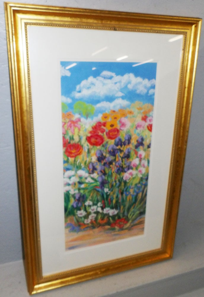 Gilded Frame Watercolor Style Print of Floral Field by Barbara Pappendick (1 of 4)
