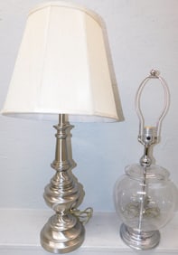 Glass Lamp & Polished Steel Lamp