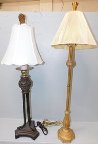 Gilded Metal Lamp & Painted Metal Lamp