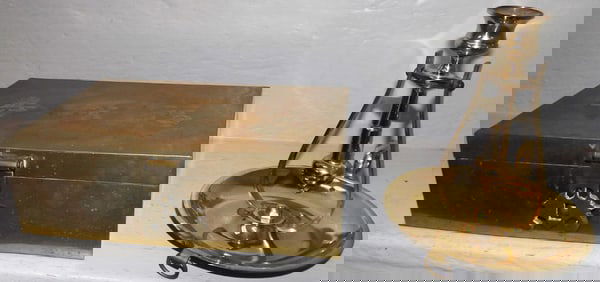 Oriental Brass Lift Top Box & Baldwin Nautical Swinging Candlestick