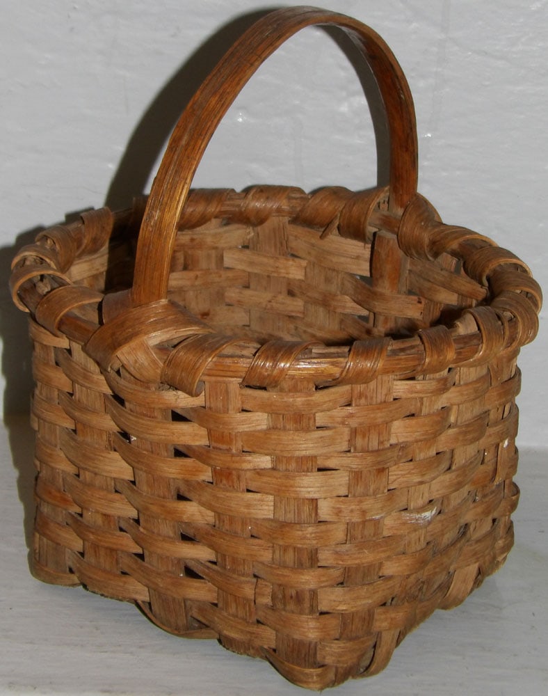 Antique Split Oak Basket with Handle (1 of 3)