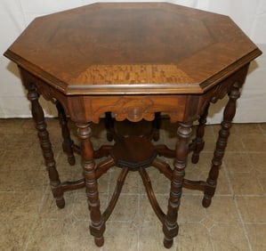 Antique Walnut Inlaid Center Table
