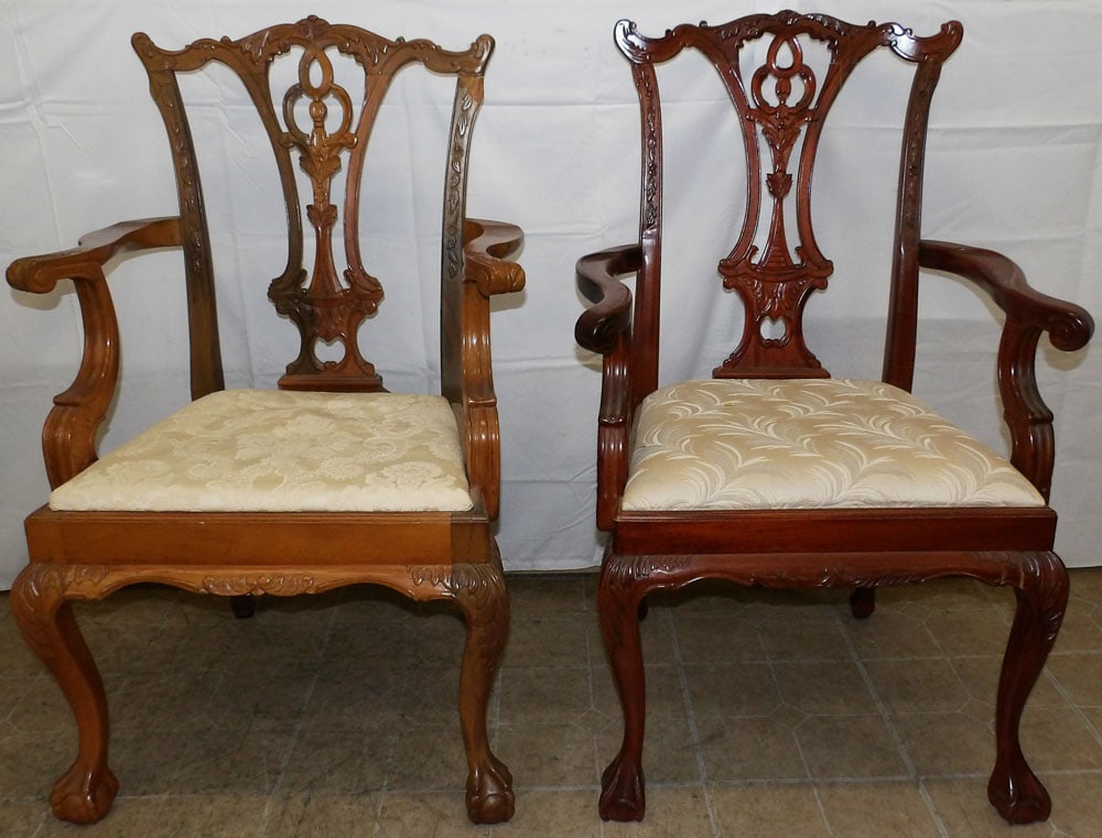 Pair of Carved Mahogany Arm Chairs with Ball & Claw Feet (1 of 6)