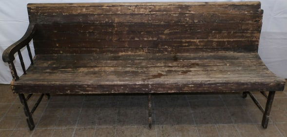 Antique Maple Bench, (Missing Arm)