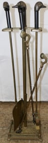 Set of Brass Duck Head Fire Tools