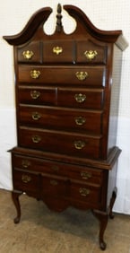 Two Piece Cherry Queen Anne Style Highboy by Kincaid