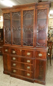 Mahogany Two Piece Breakfront with Desk Compartment