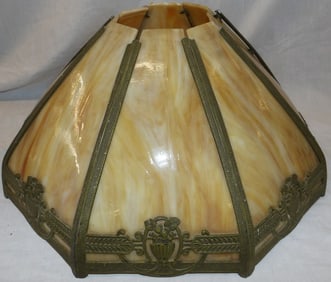 Slag Glass & Metal Lamp Shade