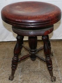 Antique Revolving Walnut Piano Bench